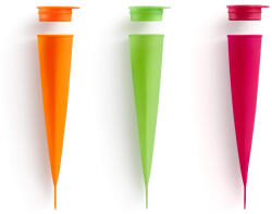 Lékué Set de 3 forme pentru inghetata pe bat Lekue 1010240, 360 ml, -60°C / +220°C, Silicon platinat, Multicolor (1010240)