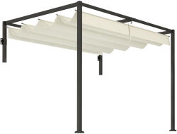 Outsunny Pergolă Gazebo 3x2 m cu Acoperiș Retractabil și Găuri de Drenaj din Oțel și Poliester, Crem
