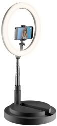 Cellularline Inel selfie Cellularline - Compact, LED, Bluetooth, negru (SELFIERINGFOLDK)