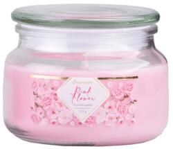 Emocio Glass illatgyertya üvegfedéllel 100 mm x 79 mm Rózsaszín virág