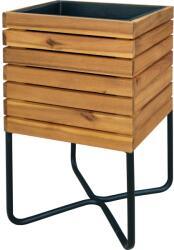  Fadoboz acél talppal fekete/akácfa 32 cm x 32 cm x 60 cm