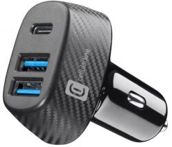 Cellularline Încărcător auto Cellularline - Car Multipower Trio, USB-A/C, 44W, negru (CBRUSB3PD44WK)