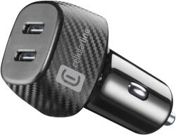 Cellularline Încărcător auto Cellularline - Multipower Duo, USB-C, 40W, negru (CBRUSB2PD40WK)
