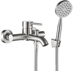 Laveo NOIA fali kádcsap falra szerelhető zuhanyszettel, szálcsiszolt inox (BNK_211D)
