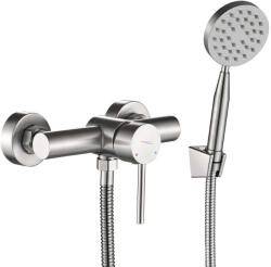 Laveo NOIA fali zuhanycsap zuhanyszettel, szálcsiszolt inox (BNK_241D)