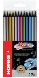 Kores "Kolores Style Metallic" Színes ceruza készlet, háromszögletű, 12 metál szín
