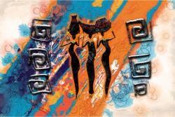 MÉDIA festmény, vászon, Art 47, Afrika, retro, vintage modell, 105 x 70 cm (TABIMG8580)