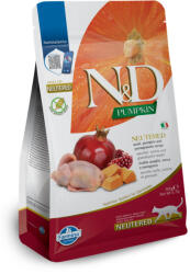 N&D Pumpkin Fürj & Gránátalma Ivartalanított Száraz Macsakeledel 300g