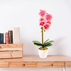 Műnövény dekoráció - cserepes orchidea, rózsaszín (48 cm) (11901A)