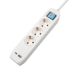 Spacer Prelungitor cu 3 x Schuko + 1 x USB type C + 1 x USB-A 1.8m Alb, Spacer PP-3-18-TC-USB (PP-3-18-TC-USB)