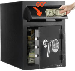VEVOR Letéti széf 34 literes 2 szintes bedobónyílásos trezor nagy elülső betétnyílással, ledobható széf digitális billentyűzettel (TDSBXJ141420DFPNC001V9)