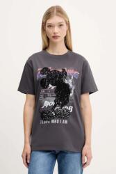 Desigual pamut póló MICKEY LACE - szürke XS