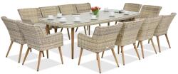 Garden Point Cordoba exkluzív kerti bútorok nagy asztallal 12 fő részére, homokszínű (GAP058SD-12)