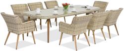Garden Point Cordoba exkluzív kerti bútorok nagy asztallal 8 fő részére, homokszínű (GAP058SD-8)