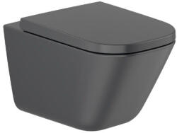 Roca The Gap Square fali WC csésze lecsapódásgátló ülőkével és rögzítővel, matt fekete A34647L080-SET1 (RO-A34647L080-SET1)