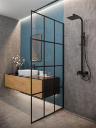 INVENA Paros zuhanyrendszer szögletes esőztető fejzuhannyal és zuhanyszettel, matt fekete AU-33-B04-C (AU-33-B04-C)