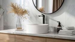 INVENA Alonia magasított mosdócsaptelep, fényes fekete BU-70-W04-V (BU-70-W04-V)