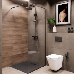 INVENA Volos zuhanyoszlop termosztátos csapteleppel és 3 funkciós zuhanyszettel, matt fekete AU-37-T04-V (AU-37-T04-V)