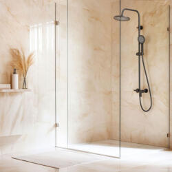 INVENA Rikia zuhanyrendszer esőztető fejzuhannyal és 3 funkciós zuhanyszettel, matt fekete AU-24-B04-G (AU-24-B04-G)