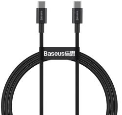 Baseus Cablu pentru incarcare si transfer de date Baseus Superior, 2x USB Type-C, 100W, 1m, Negru (BSU2848BLK)