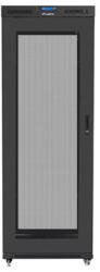 Lanberg 19" szabadon álló rack szekrény 27U/800X1000 perforált ajtó, lapraszerelt, LCD kijelző, fekete V2 (FF01-8027-23BL) - bbmarket