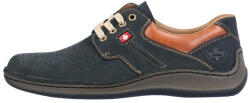 RIEKER Pantofi barbati, Rieker, 05207-15-Albastru-Inchis, casual, piele naturala, perforati, cu talpa joasa, albastru inchis (Marime: 44)