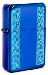 Angelo Benzines öngyújtó - Kék metál kivitel, gravírozott díszcsíkokkal (A-245430-5)