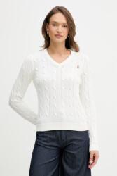 U. S. Polo Assn U. S. Polo Assn. pulóver női pamut V-NECK CABLE - bézs M