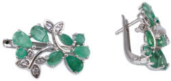 Ékszershop Smaragd köves leveles ezüst fülbevaló (2169722)