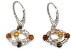 Ékszershop Borostyán köves karikás lógós ezüst fülbevaló (2180332)