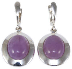 Ékszershop Ametiszt köves ovális lógós ezüst fülbevaló (2164688)