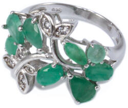 Ékszershop Smaragd köves leveles ezüst gyűrű (2169724)