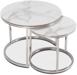  Kerámia dohányzóasztal szett fehér márvány/ezüst színben AMARA (ME-AMARA-BM-SR-CER-L)