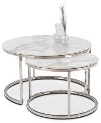  Kerámia dohányzóasztal szett fehér márvány/ezüst színben AMARA MAX (ME-MAXAMARA-BM-SR-CER-L)