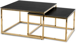  Kerámia dohányzóasztal szett fekete márvány hatású felülettel, arany kivitelben TENOR (ME-TENOR-CZCER-ZL-L)