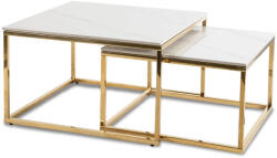  Kerámia dohányzóasztal szett fehér márvány hatású felülettel, arany kivitelben TENOR (ME-TENOR-B-PL-ZL-L)
