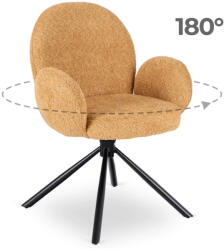  Forgó szék mustársárga színben, bouclé kárpittal. MUSSO (ME-MUSSO-CU-CZ-TB-K)