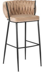  Bárszék bézs bársony, FLORES (ME-FLORES-BZ-CZ-V-H)