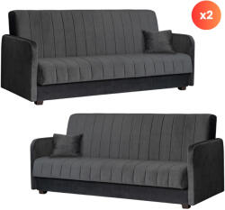  2 db-os szett, ágyazható kanapé szürke színben PORTO (PPHUE-PIEER-PAROS6-Z2-WER)