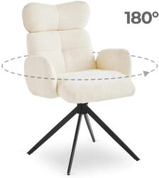  Forgó szék krém színben, bouclé kárpittal, ALVARO (ME-ALVARO-KR-TB-K)