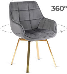  Forgó szék szürke színben, bársony kárpittal. MIA (ME-MIA-P-ZL-V-K)