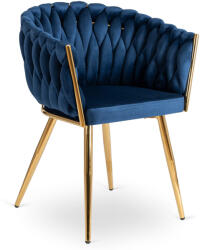  Fonott bársony szék sötétkék színben, CAPI (ME-CAPI-GR-ZL-V-K)