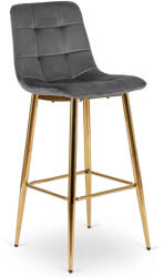Mebel Elite Bárszék szürke bársony, ARIEL (ME-ARIEL-P-ZL-V-H)