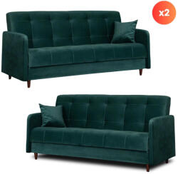  2 db-os szett, ágyazható kanapé zöld színben, velúr kárpittal TIVOLI (PPHUE-MATTEO-KRONOS19-Z2-WER)