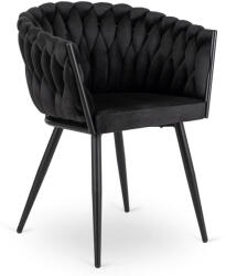  Fonott bársony szék fekete színben, ELENA (ME-ELENA-CZ-V-K)