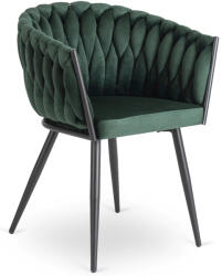  Fonott bársony szék zöld színben, ELENA (ME-ELENA-Z-V-K)