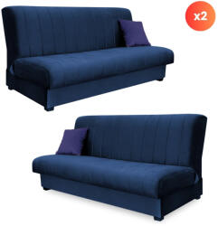  2 db-os szett, ágyazható kanapé sötétkék színben, velúr kárpittal SIGMA (PPHUE-PICCOLO-KRONOS9-Z2-WER)