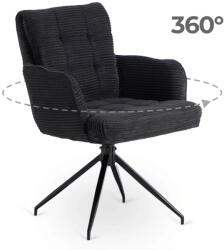  Forgó szék fekete színben, kordbársony kárpittal, AKITA (ME-AKITA-CZ-SZTR-K)