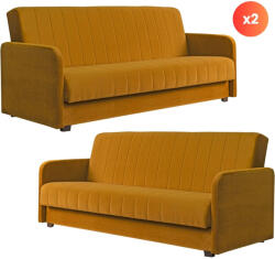  2 db-os szett, ágyazható kanapé mustársárga színben, velúr kárpittal PORTO (PPHUE-PIEER-KRONOS1-Z2-WER)