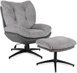 Mebel Elite Forgó pihenőfotel lábtartóval szürke/fekete, FREMONT (ME-FREMONT-P-T-P-E-CZ-FW)